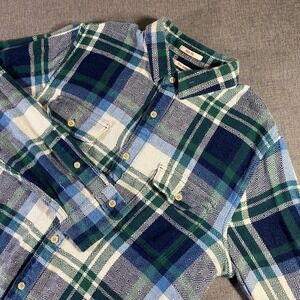 Lucky Brand True Indigo Mens Plaid Flannel Shirt Button Up Long Sleeve Slim Fit
